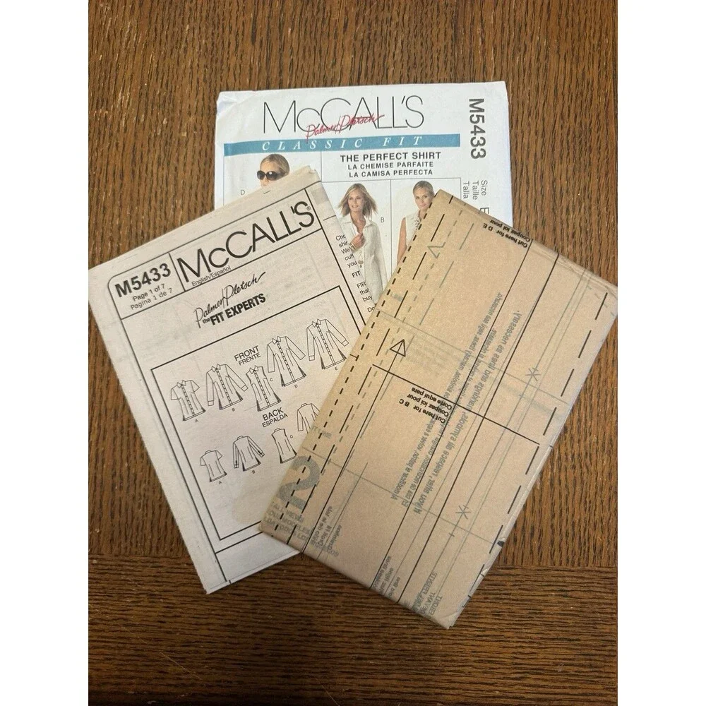 McCalls Perfect Shirt M5433 Womens Sewing Pattern Misses Shirts 14-22